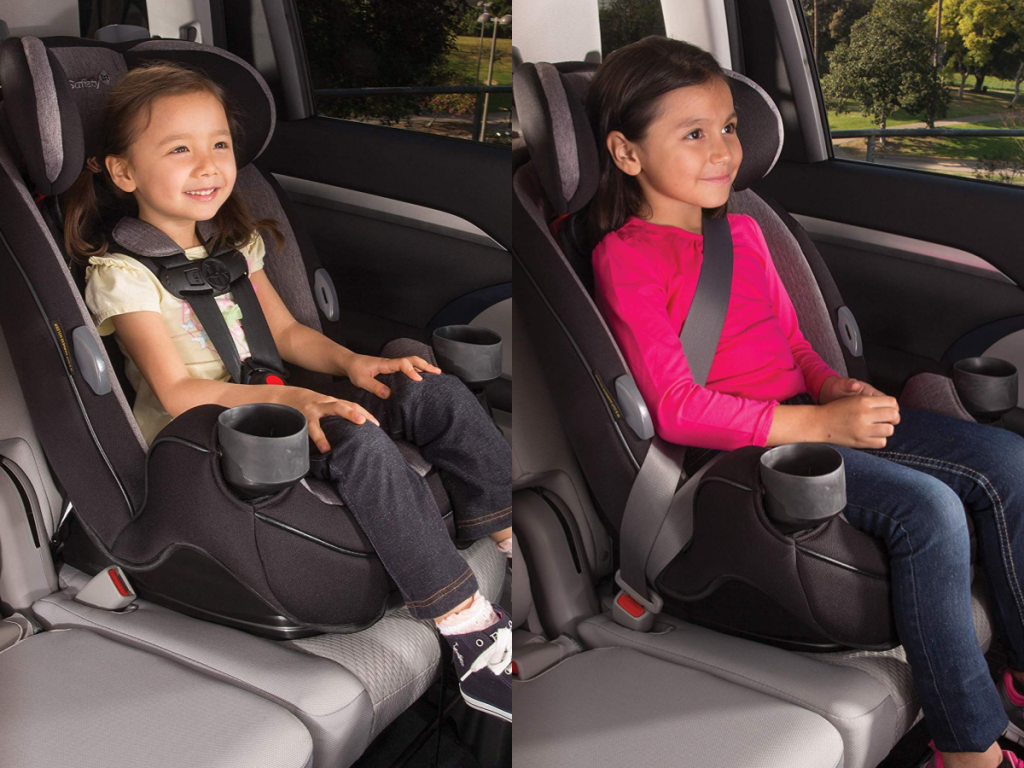 Safety 1st Grow and Go 3-in-1 Convertible Car Seat side by side with child
