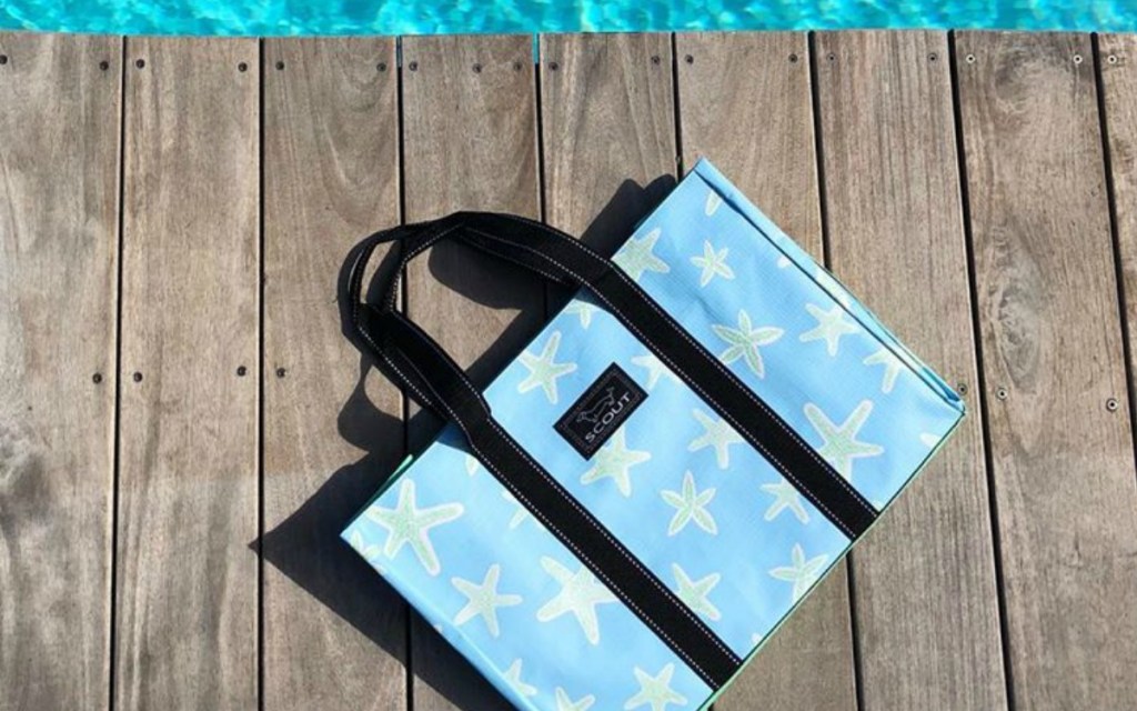 seashell Scout Deano Tote on dock