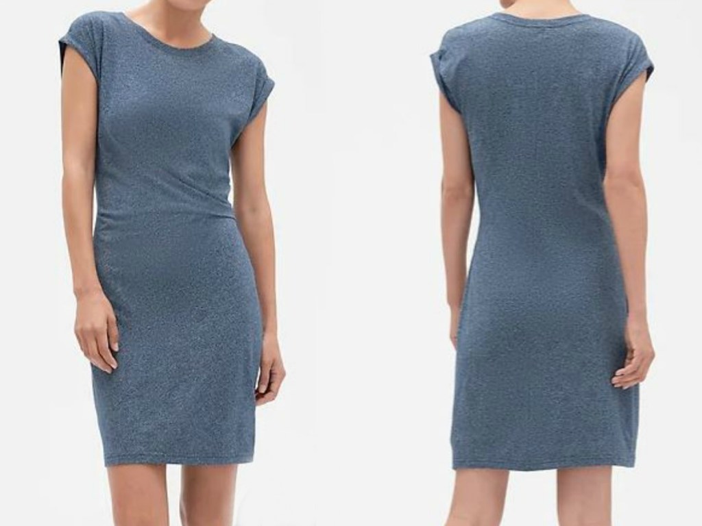 front and back of a dress a woman is wearing