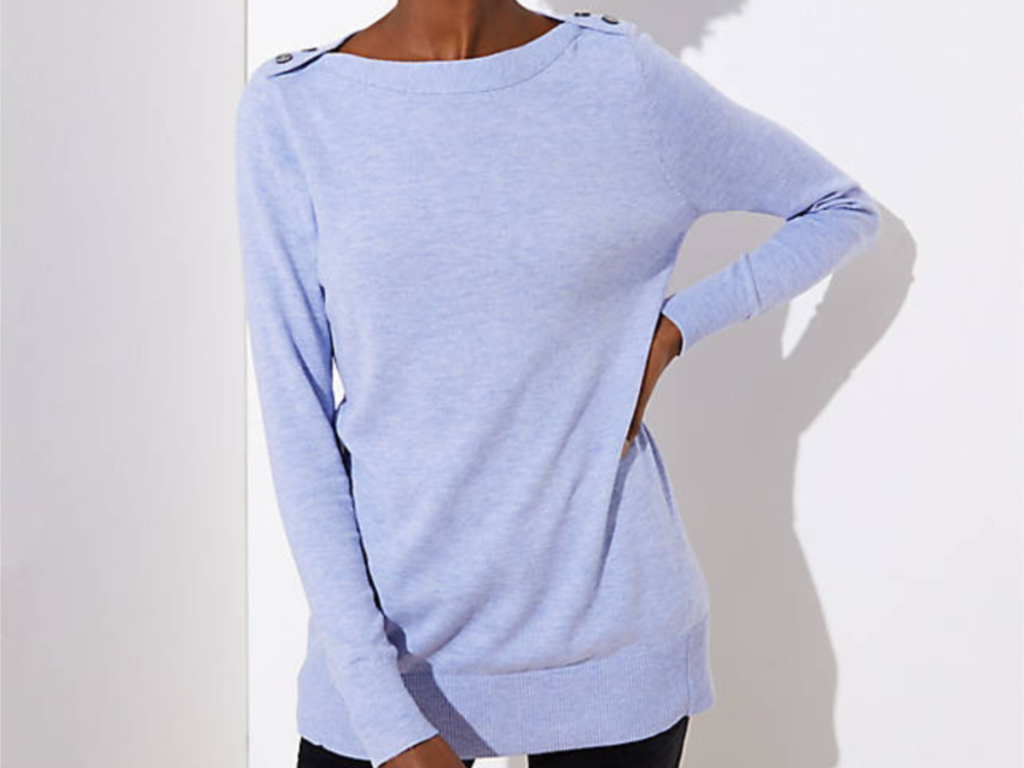 Shoulder Button Tunic Sweater