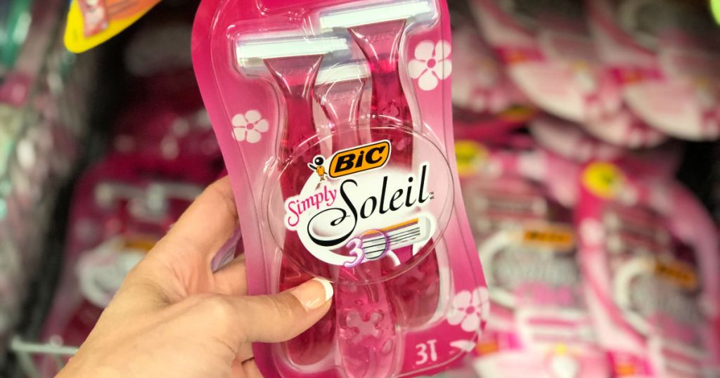 Hand holding Simply Bic Soleil at Walmart
