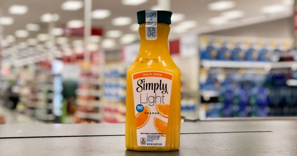 Simply Light Orange Juice on shelf in target