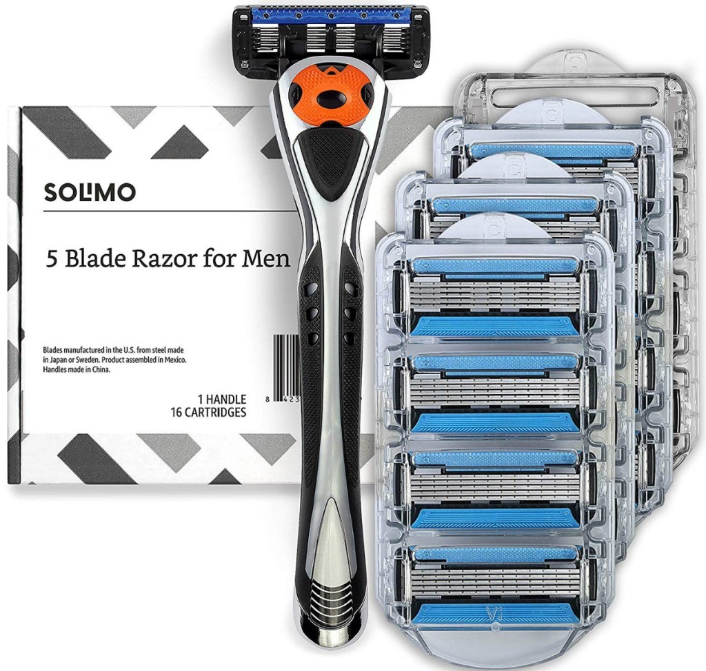 Men's razor with cartridges and box
