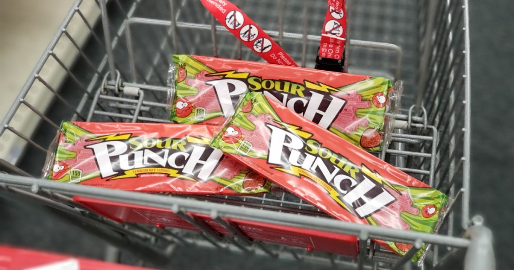 sour punch candy in cart at store