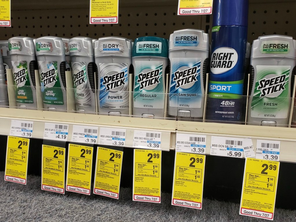 Speed Stick Deodorants on CVS shelf