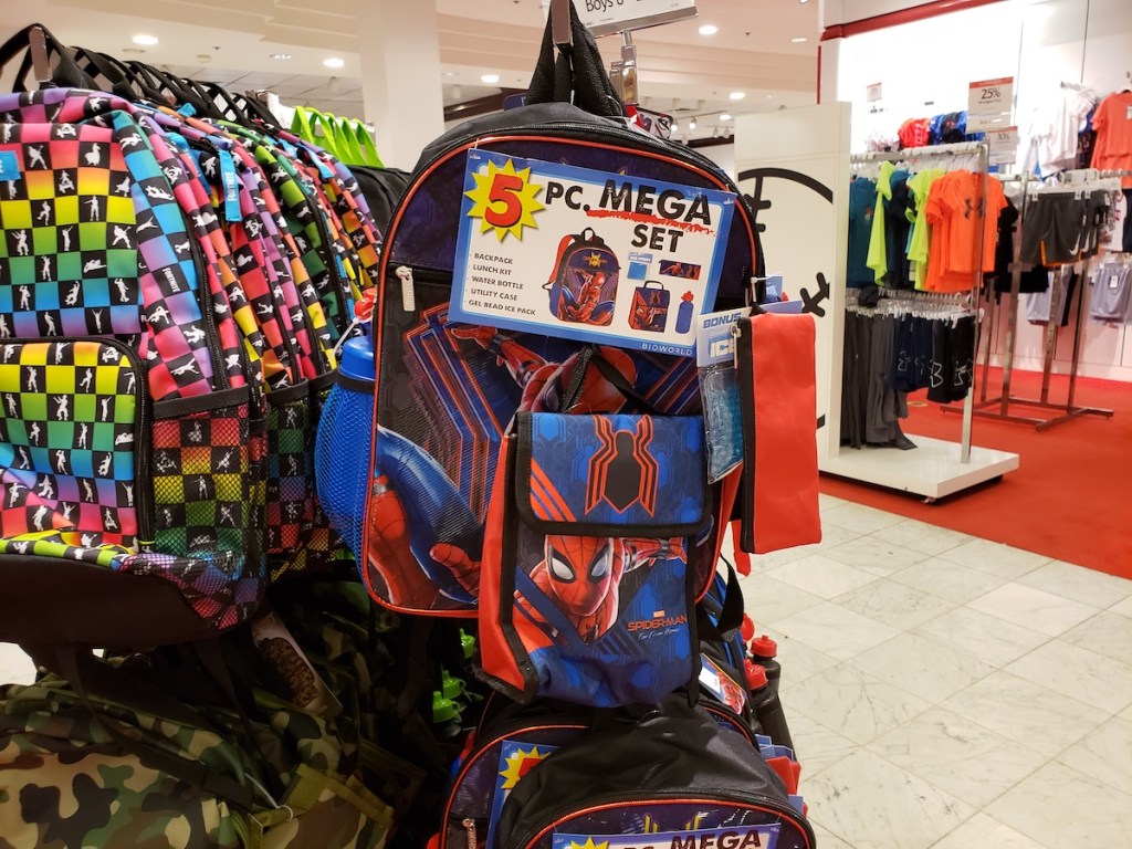 Spider-Man backpack on display at Macy's