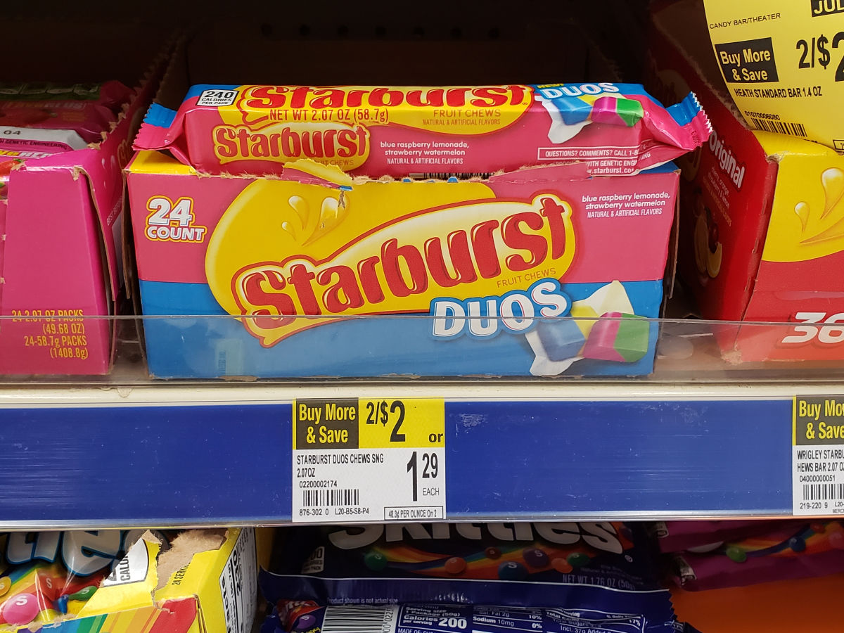 Starburst Duos Walgreens shelf