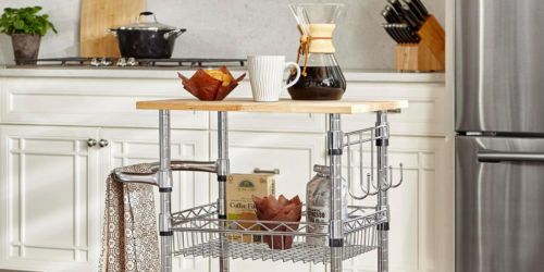 Highly Rated Chrome & Wood Rolling Kitchen Cart Only $38 Shipped (Regularly $70)