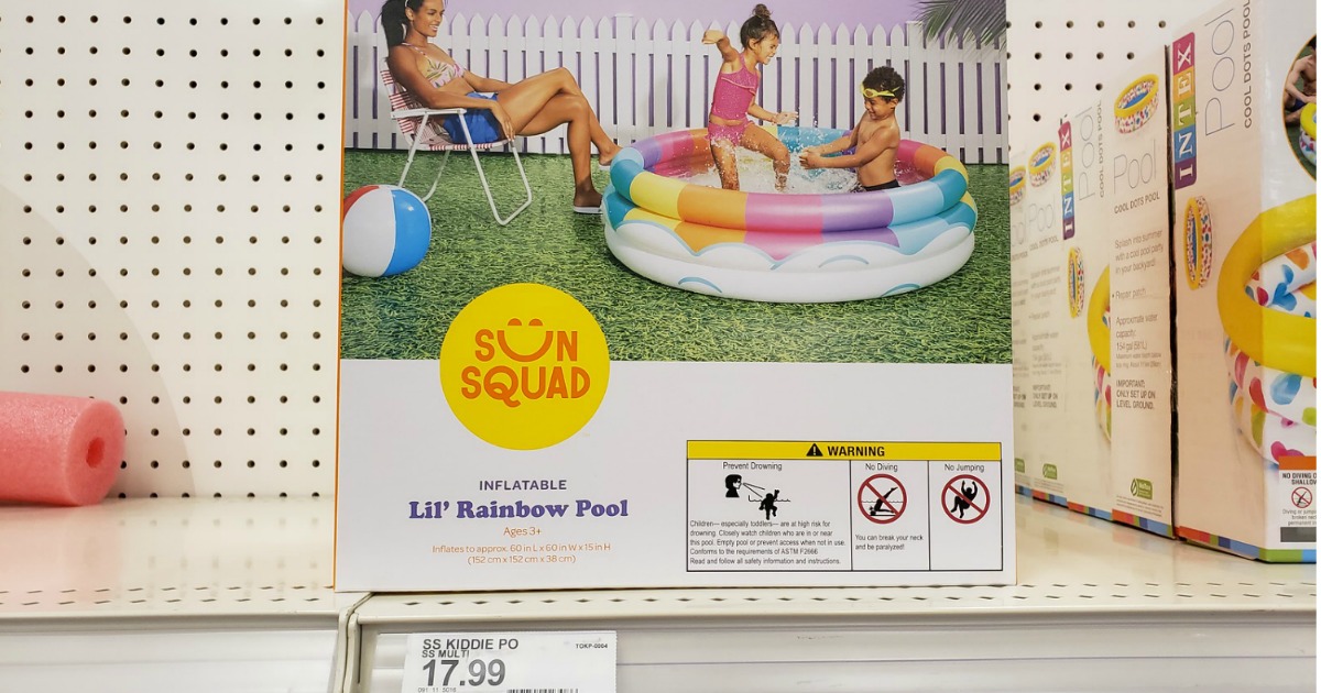 sun squad inflatable pool on store shelf