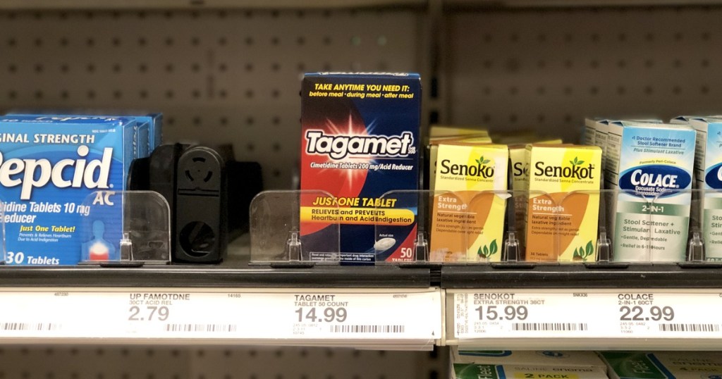 box of tagamet on shelf at target