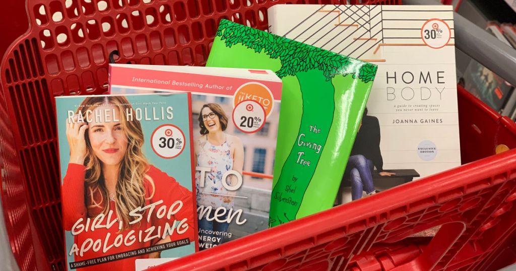 Books in Target Cart Girl stop apologizing, the giving tree, home body, and keto for women