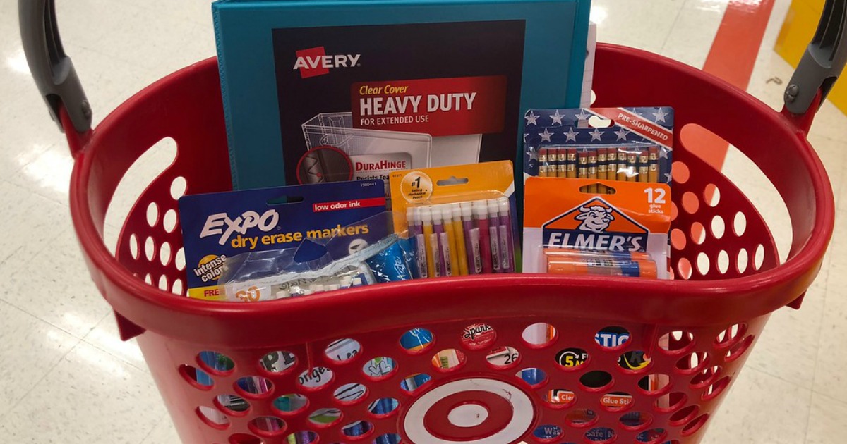 school supplies in Target basket
