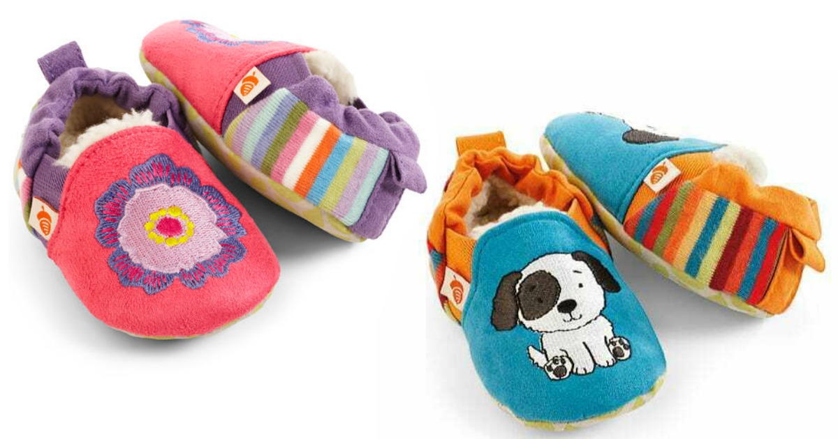 two pairs of colorful baby moccasin slippers