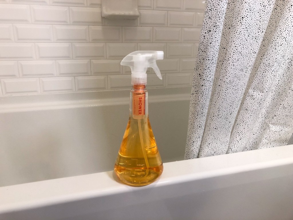 bottle of Truman's shower in bathtub