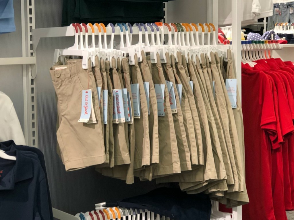 Uniform Shorts hanging on Target rack