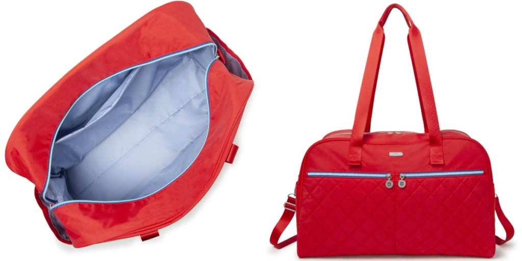 red bagallini Varsity Duffel Bag