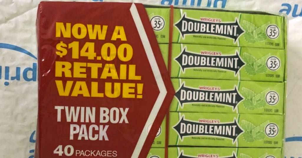 A 40-Count package of Wrigley's Doublemint chewing gum 