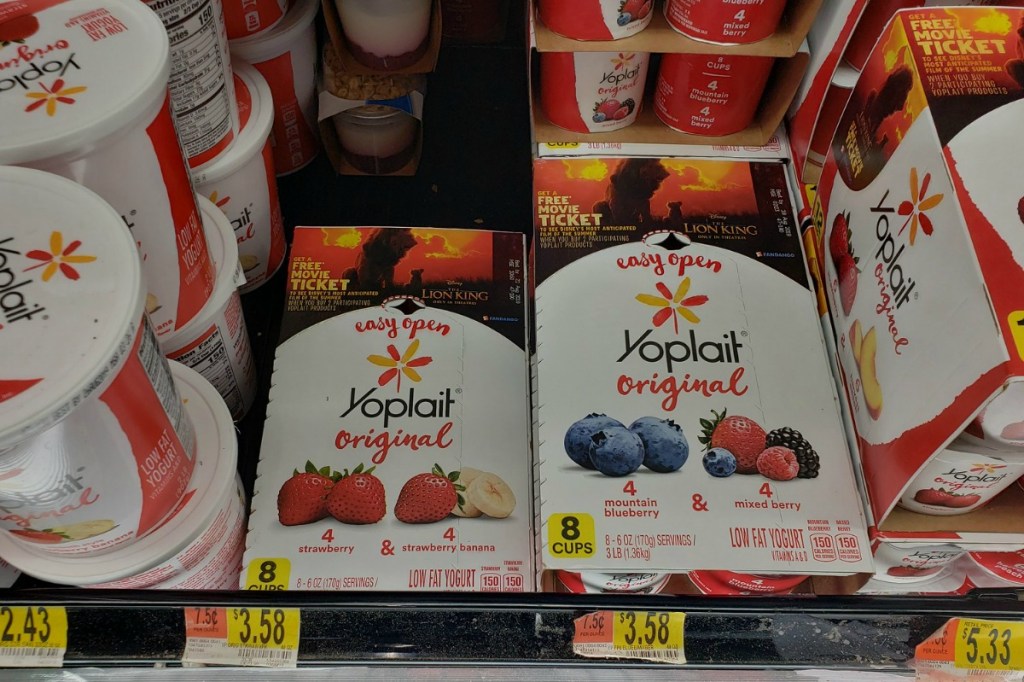 Yoplait Yogurts Cups in walmart cooler shelf