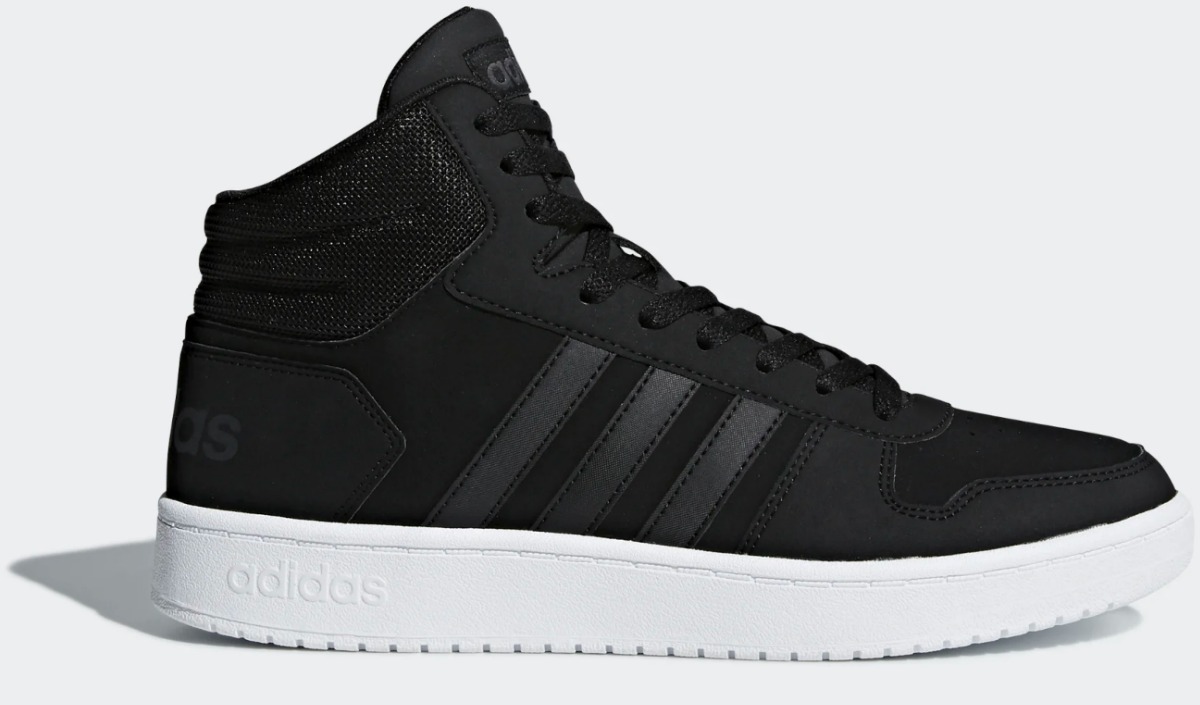 Black men's high tops from adidas with white soles 