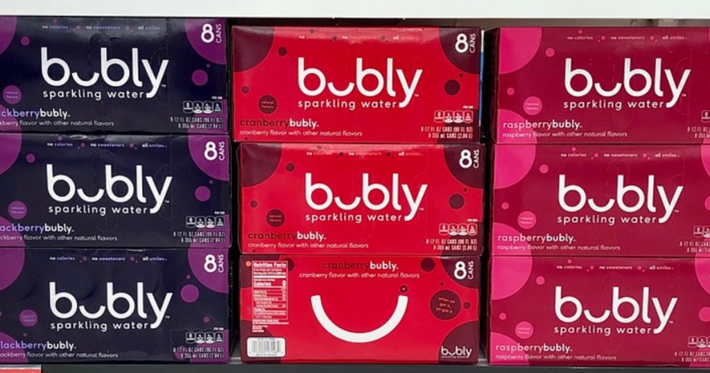cases of Bubly sparkling water
