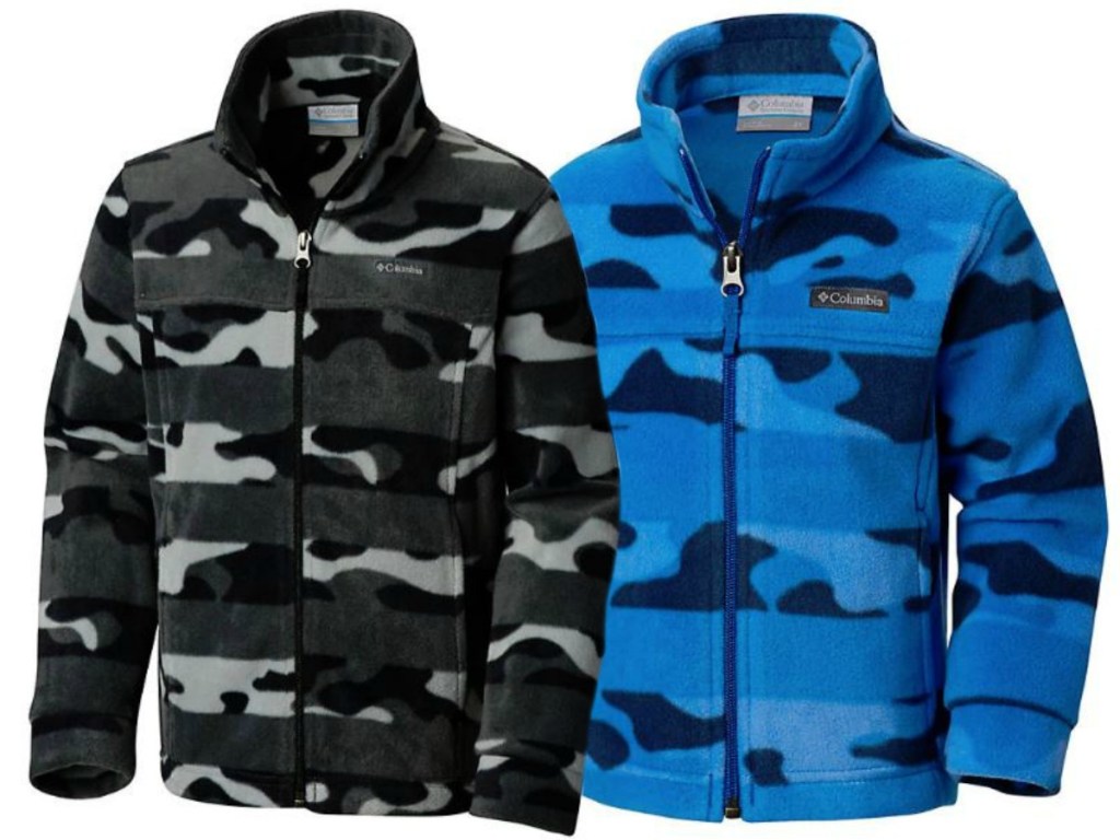 2 boys jackets in camo black and blue