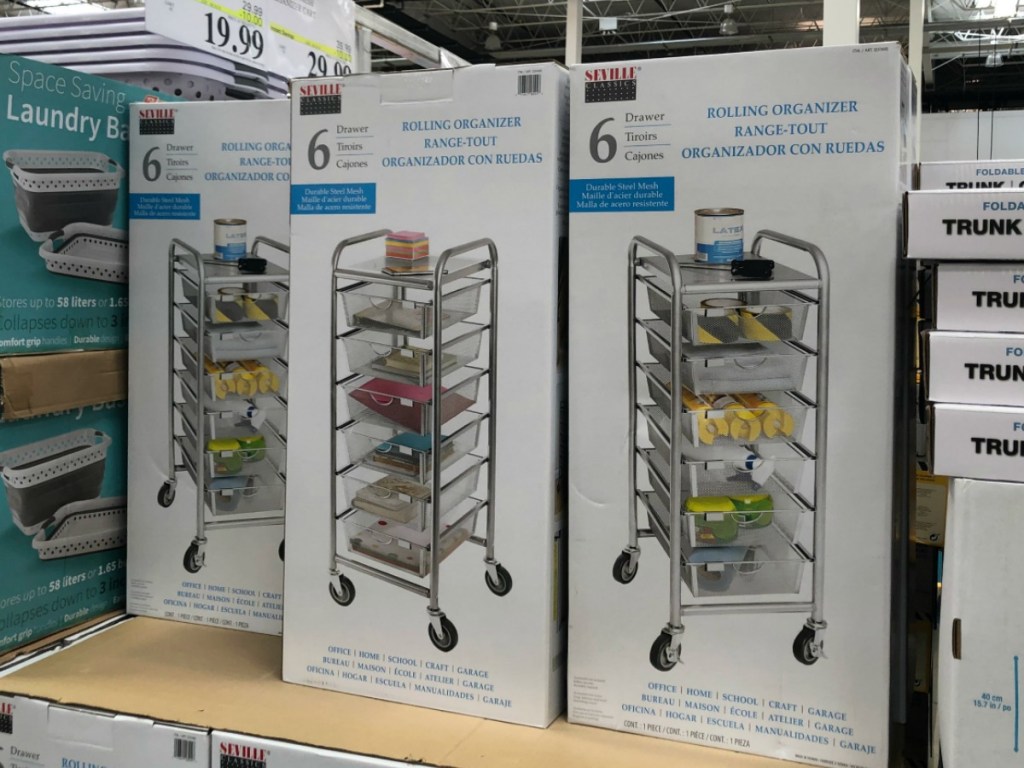 boxes carts on store shelf
