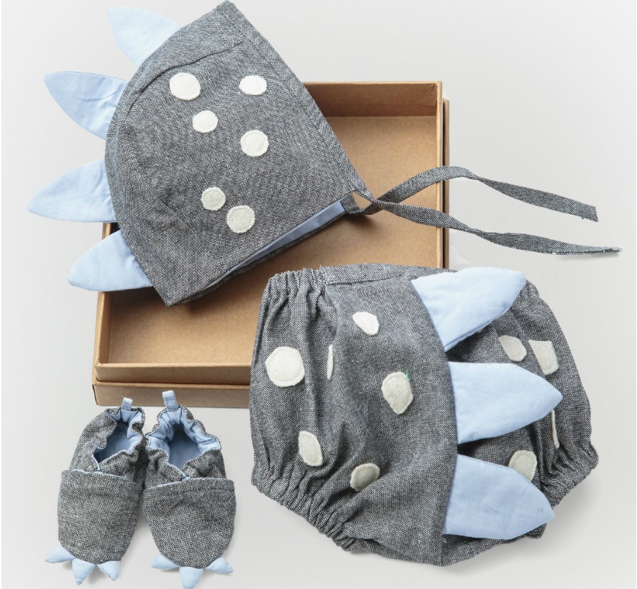 dino hat, shorts and booties set