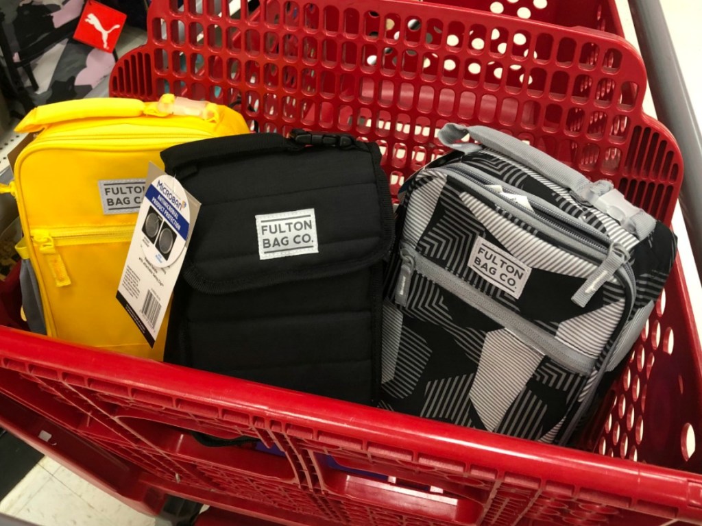 lunch bags in red cart