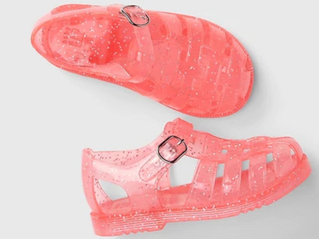 pink glitter jelly shoes