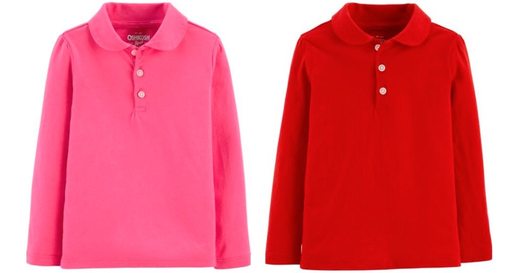 pink and red long sleeve polos