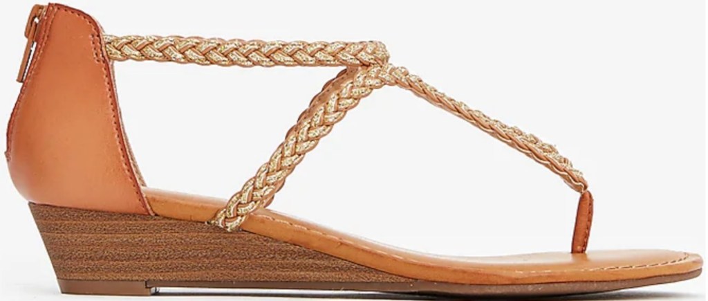 gold braided sandles with heel