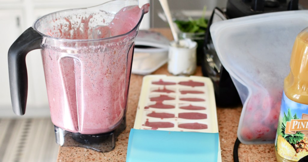 ice cube tray with smoothie inside
