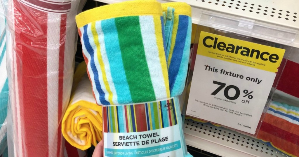 michaels beach towels next to 70 percent off sign
