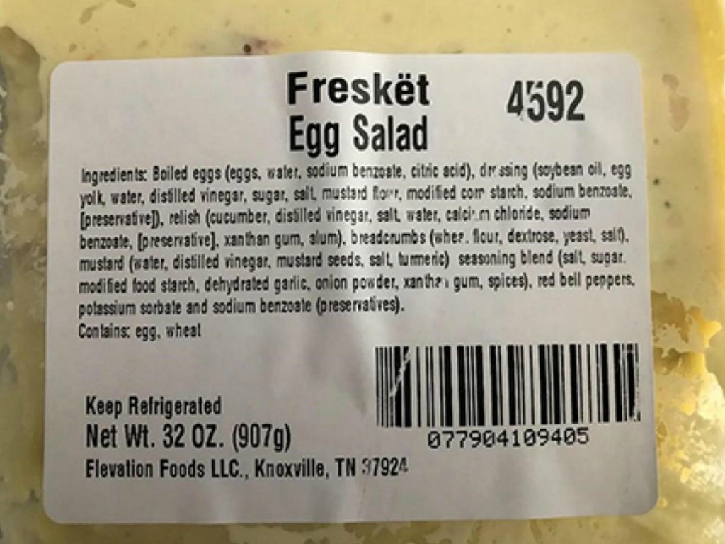 egg salad label of ingredients