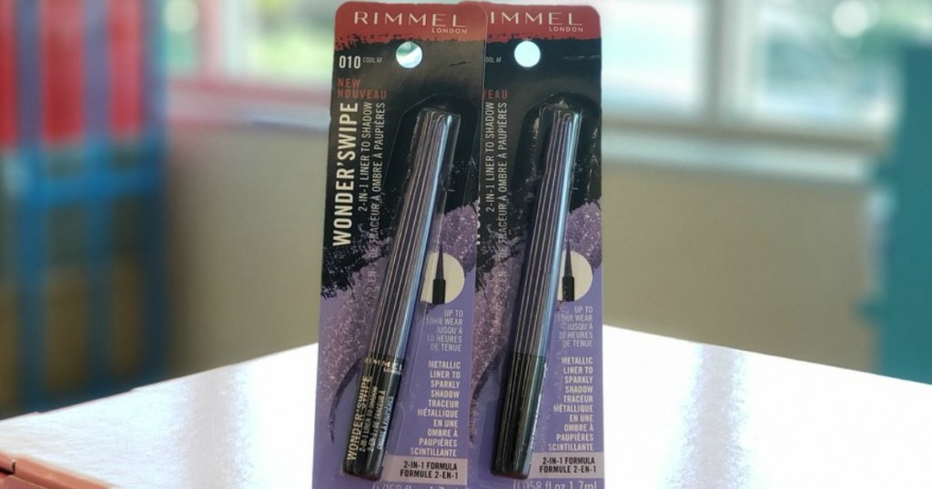 two Rimmel mascaras on a Walgreens counter
