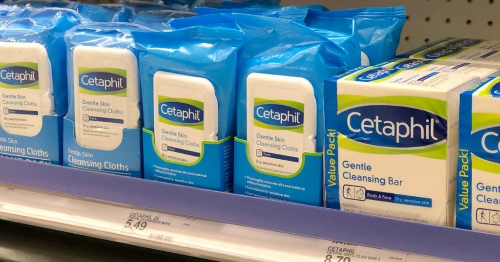 cetaphil gentle cleansing cloths on a shelf at target