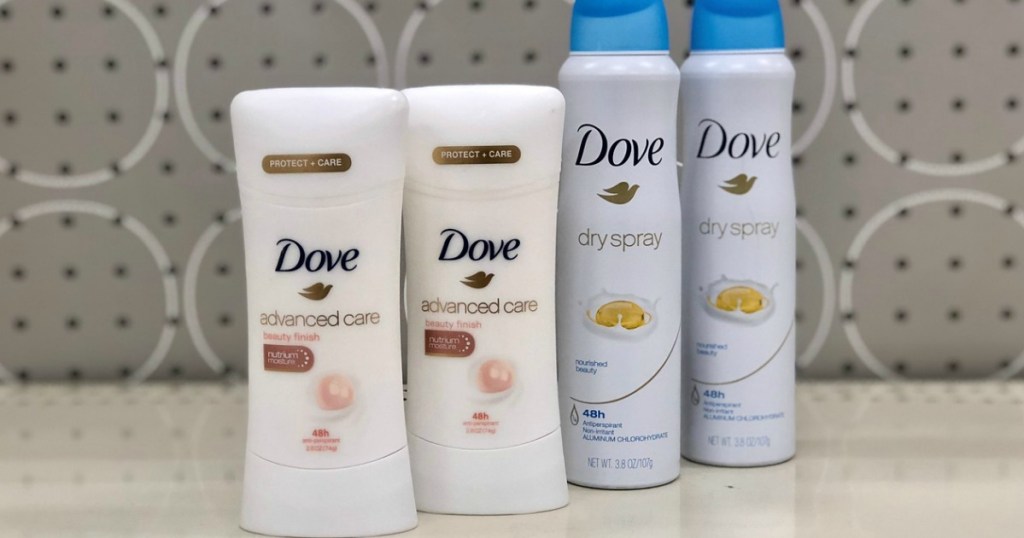 dove advanced care and dry spray deodorant on display at target