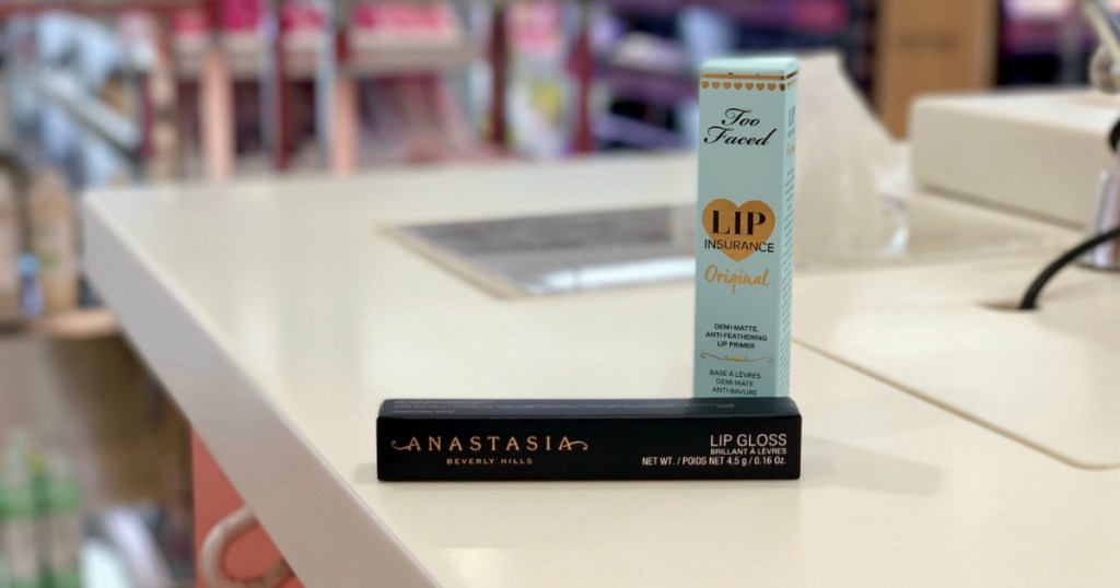 too faced lip insurance and Anastasia lip gloss in store