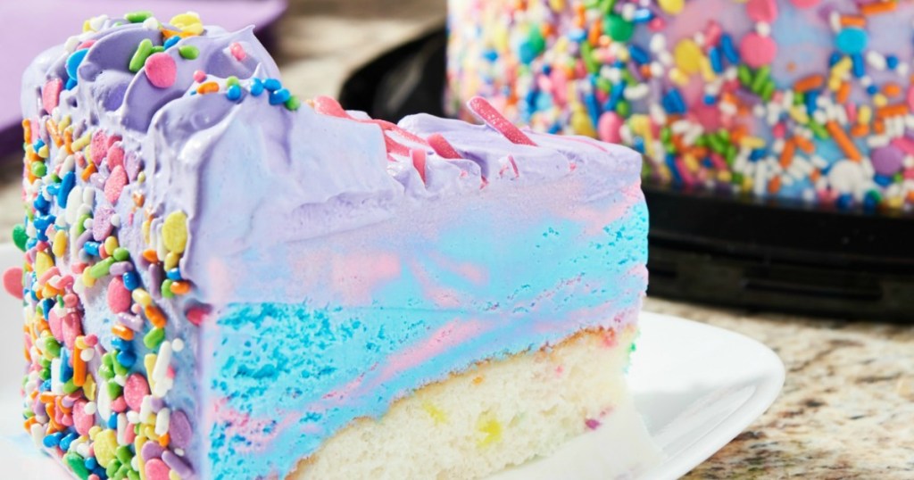 slice of unicorn cake