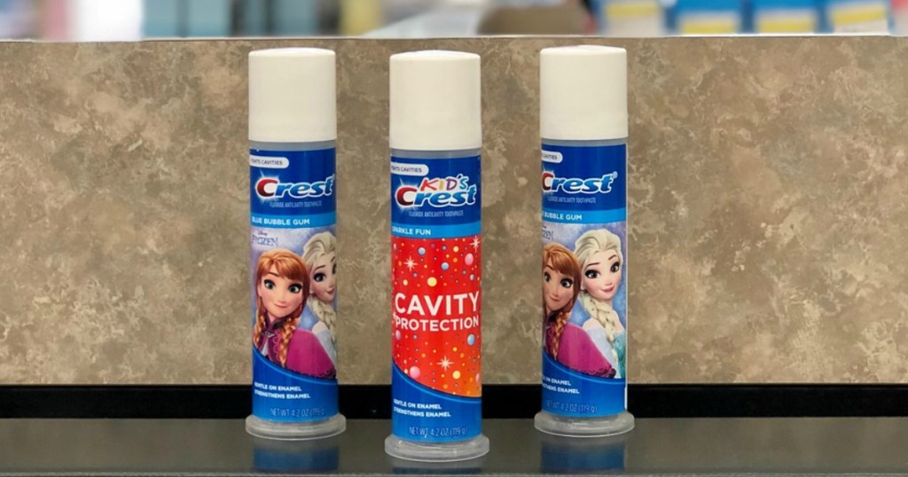 crest toothpaste on a shelf at walgreens