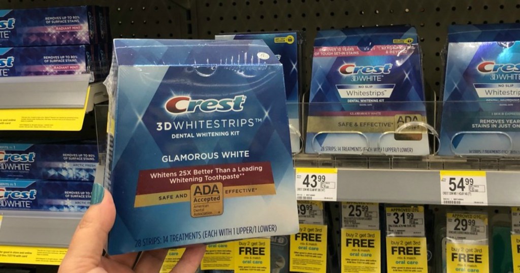 hand holding crest whitestrips at walgreens