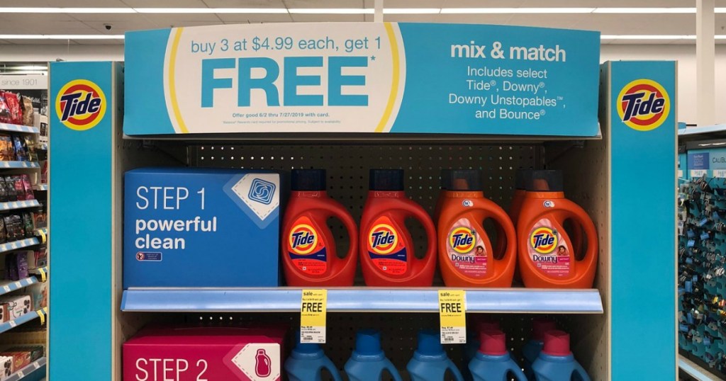 tide laundry detergent on display at walgreens