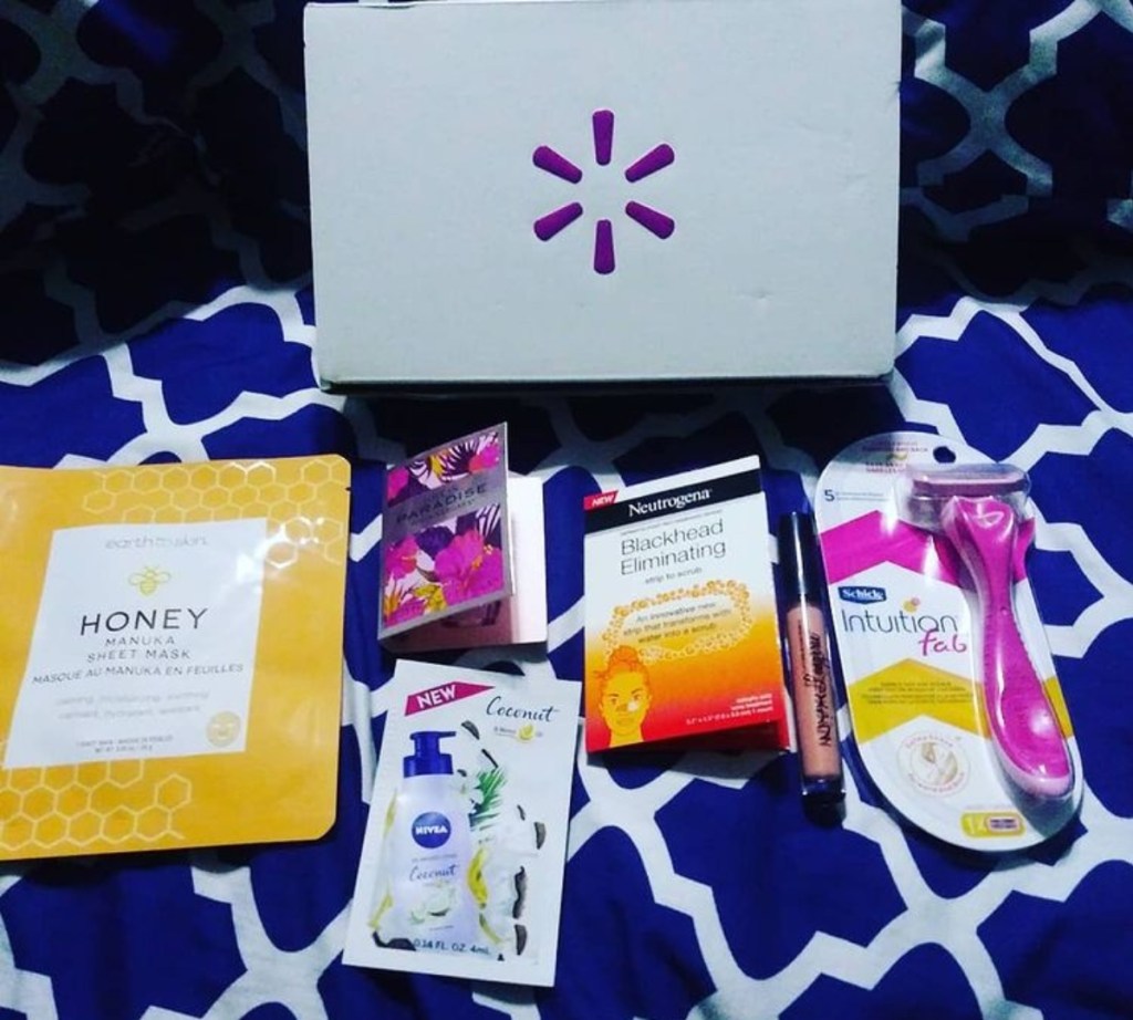 contents of Walmart Beauty Box which can be used as a college care package idea