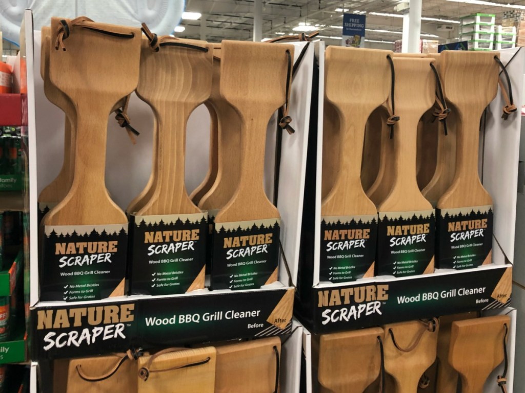 wood padels in boxes at store display