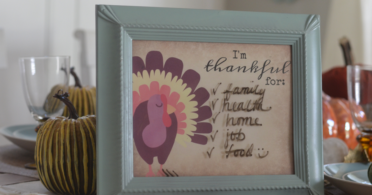 "thankful for" framed printable