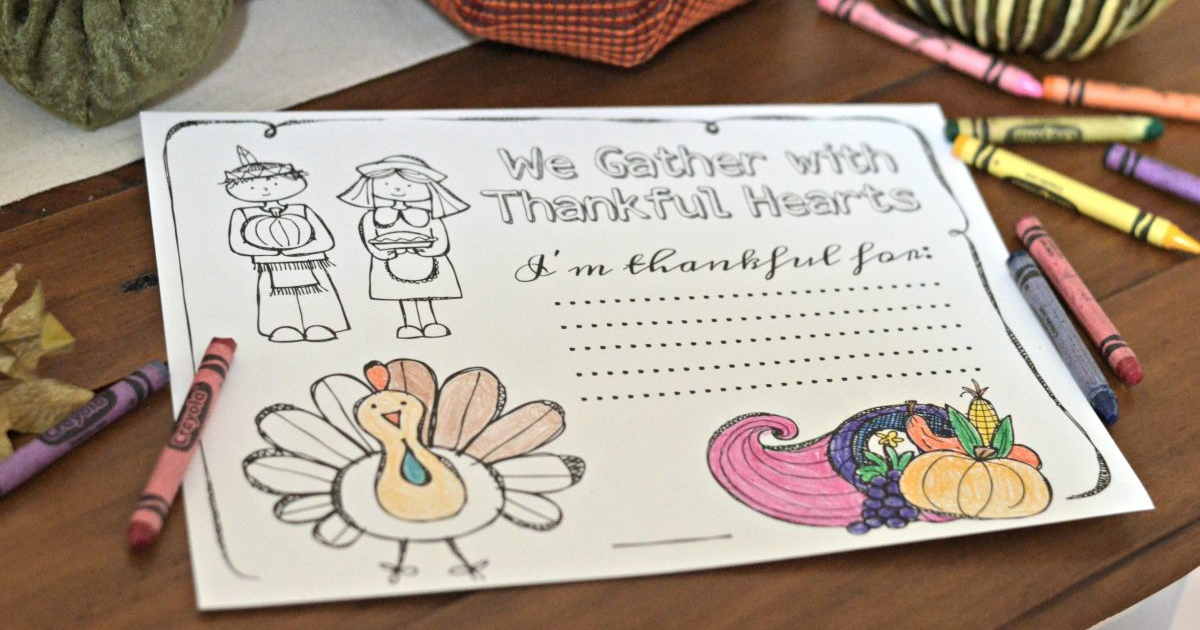 Thanksgiving printable coloring placemat