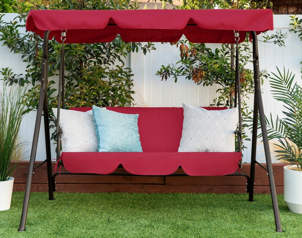 red outdoor canopy glider