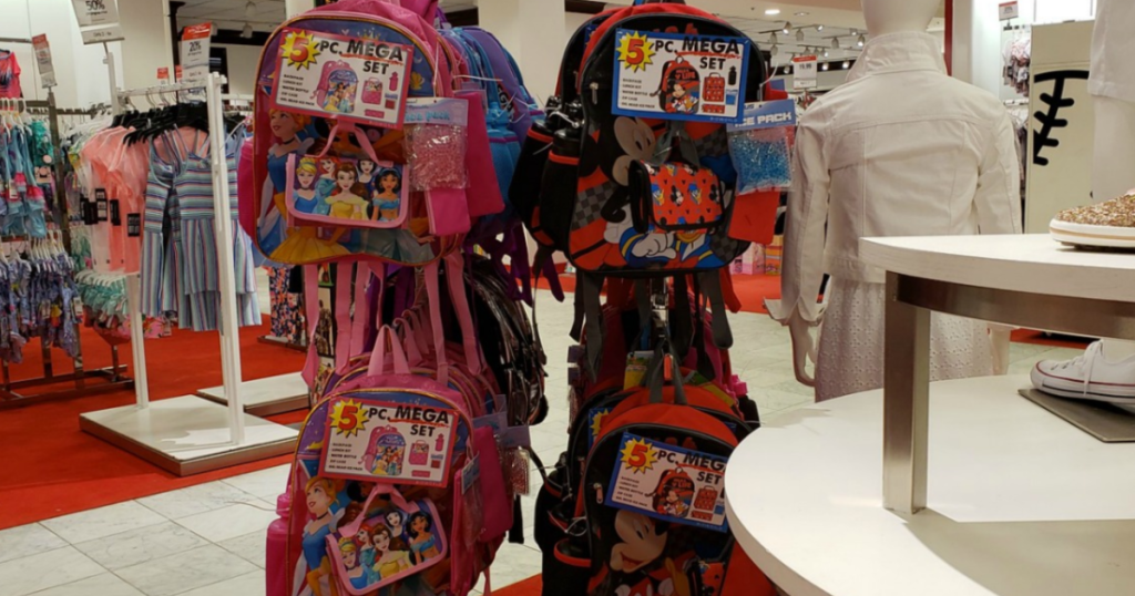 5-Piece Backpack Sets on display in Macy's