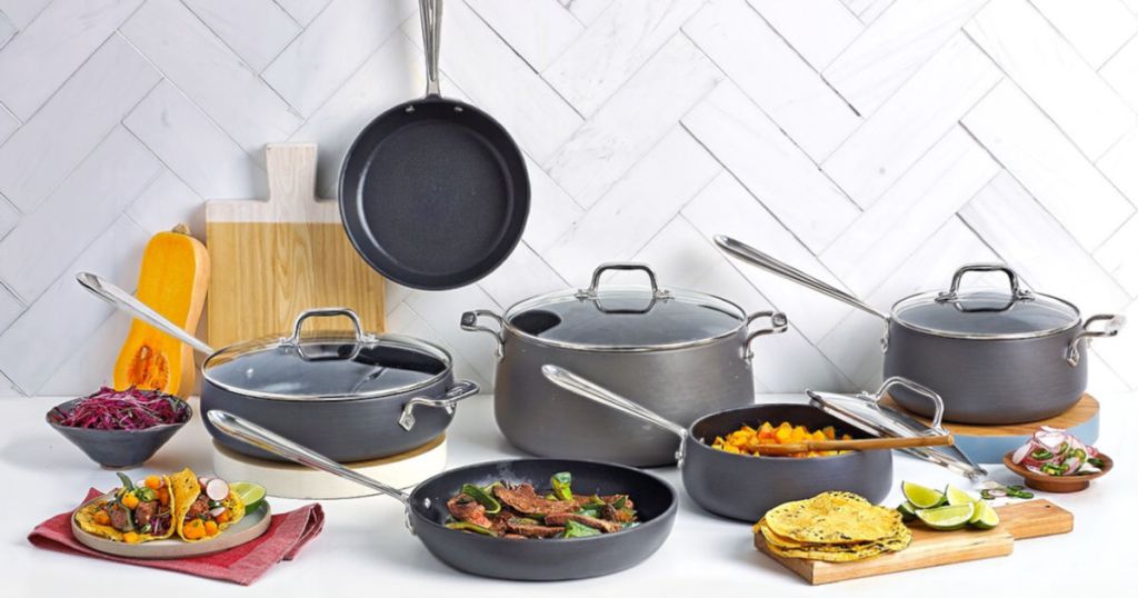 All-Clad Hard-Anodized 10-Piece Cookware Set in kitchen