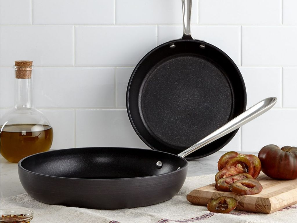 All-Clad Hard Anodized 8" & 10" Fry Pan Set in kitchen